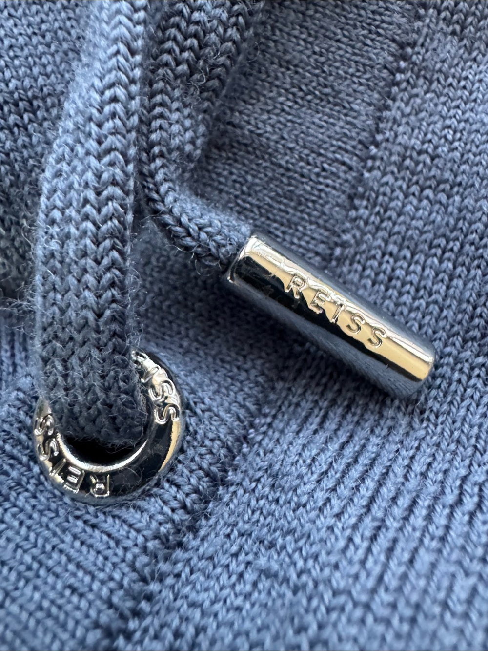 REISS 100% Extra Fine Merino Wool Hoodie Blue Lightweight Knit Sweater Size S - Picture 4 of 13